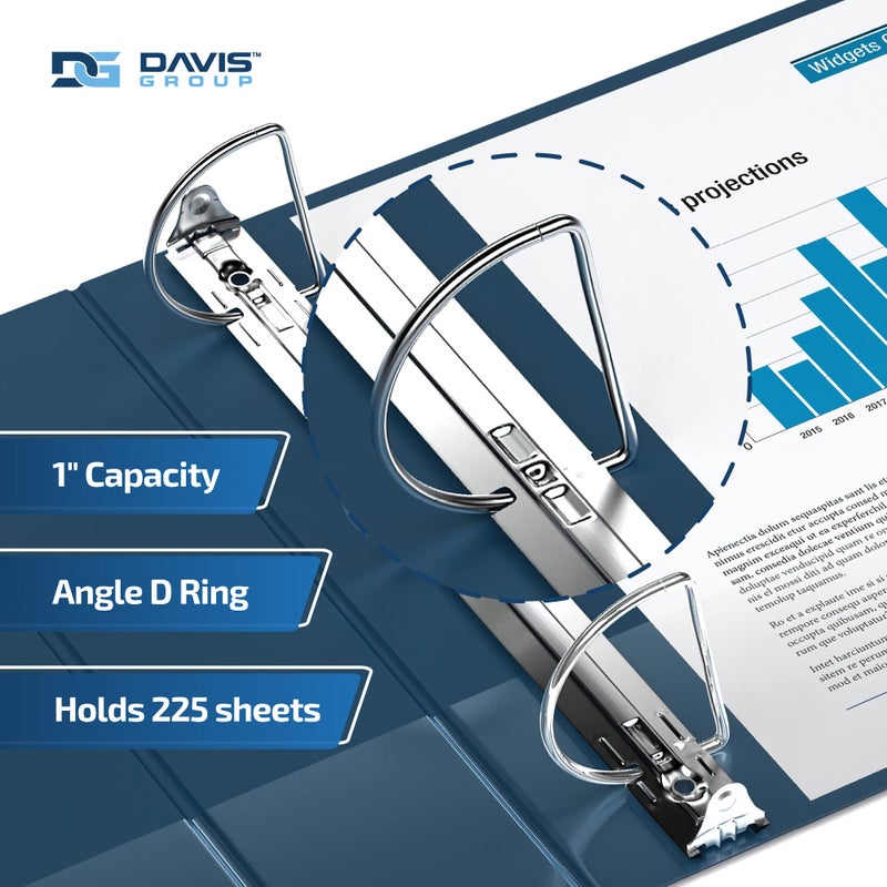 Davis Group مجلدات اقتصادية ممتازة مكونة من 6 حلقات مكونة من 3 حلقات للمدرسة أو المكتب، مجلدات بحلقة على شكل حرف D، مقاس 2.54 سم، أزرق داكن - Image 2